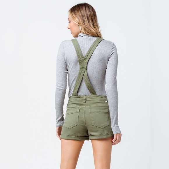 SOLD✨ Sky And Sparrow • Button Front Shortalls in Olive Green - Picture 3 of 11